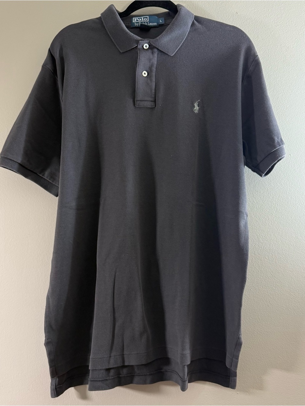 Ralph Lauren Men's Black Polo Shirt with Pony Logo Large